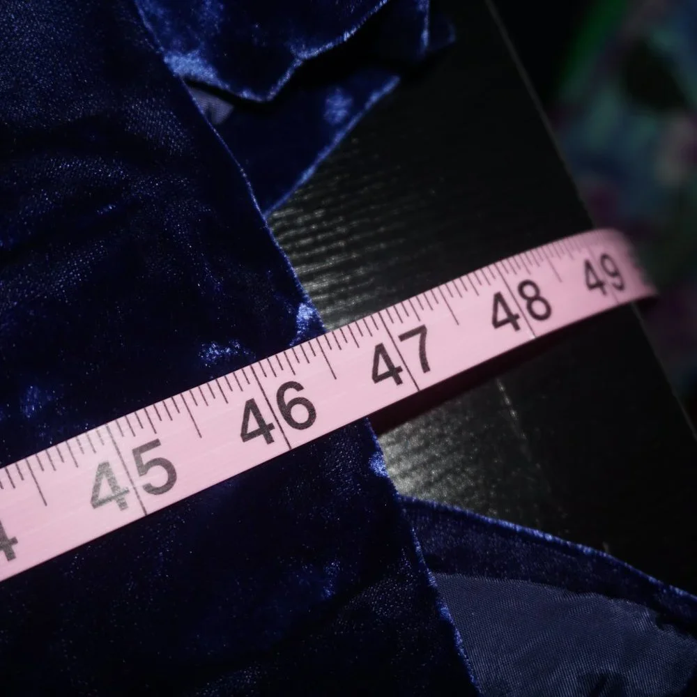 Vintage 70s Halston Bergdorf Goodman Midnight Navy Crushed Velvet Wrap Dress - Picture 10 of 10